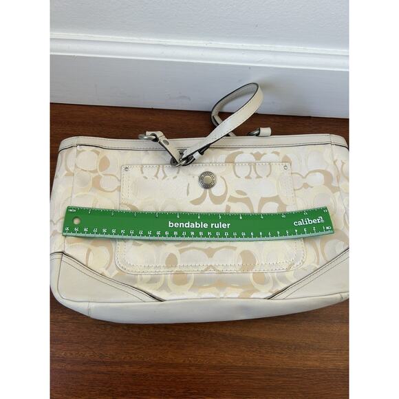 Rare Y2K Coach Signature Jacquard Suede Leather Tote Handbag Shoulder Bag 10146 - Picture 3 of 10